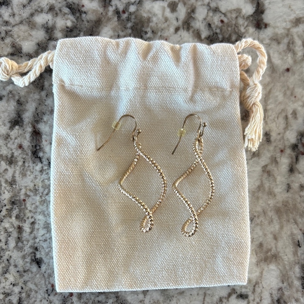 Gold Twisted Drop Earrings
